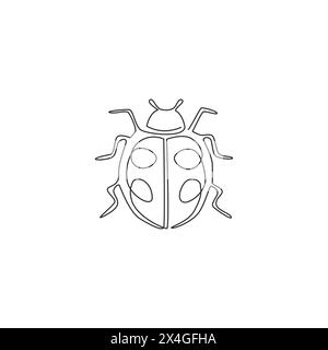 Einzelne durchgehende Linienzeichnung mit entzückendem Marienkäfer für die Identität des Firmenlogos. Insektenmaskottkonzept für die Ikone des öffentlichen Parks. Modernes, einzeiliges Design Stock Vektor