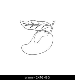 Eine durchgehende Linienzeichnung von gesunder organischer Mango für Obstgarten-Logo-Identität. Frisches tropisches Fruchtkonzept für Obstgarten-Ikone. Modernes Einzelzimmer Stock Vektor