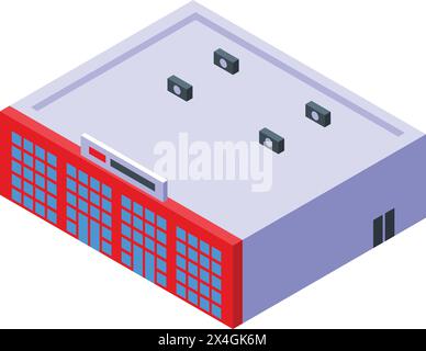 Isometrischer Vektor des Großhandelsgeschäfts. Großes Gebäude. Lagergut Stock Vektor