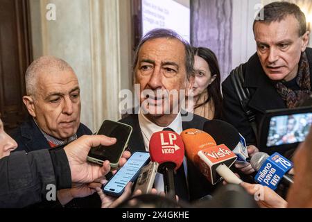 Mailand, Italien. Mai 2024. Nella Foto Beppe Sala Sindaco di MilanoMilano, Italia - Cronaca Venerd&#xec;, 03 Maggio, 2024. (Foto di Marco Ottico/Lapresse) Pressekonferenz der Mailänder Arch Week Mailand, Italien - News Freitag, 03. Mai 2024. (Foto: Marco Ottico/Lapresse) Credit: LaPresse/Alamy Live News Stockfoto