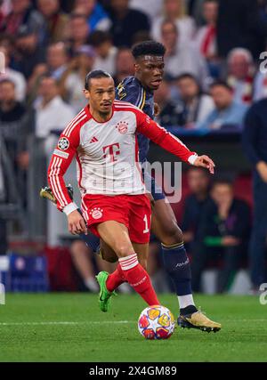 Leroy SANE, FCB 10 im Halbfinalspiel FC BAYERN MÜNCHEN - REAL MADRID 2-2 der UEFA Champions League in der Saison 2023/2024 in München, 30. April 2024. Halbfinale, FCB, München © Peter Schatz / Alamy Live News Stockfoto