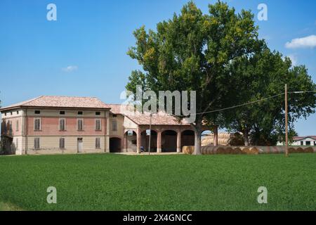 Landschaft in der Nähe von Fidenza, in der Provinz Parma, Emilia Romagna, Italien, im Sommer Stockfoto