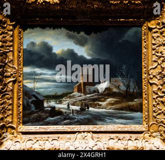 Winterlandschaft, Jacob Isaacksv van Ruisdael, Rijksmuseum, Amsterdam, Niederlande. Stockfoto