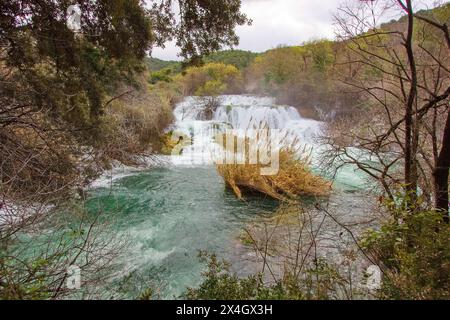 Wasserfälle im Nationalpark Krka, Dalmatien, Kroatien Stockfoto