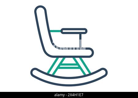 Schaukelstuhl-Symbol. Symbol für ältere Menschen. Liniensymbolstil. Abbildung des Alterselements Stock Vektor