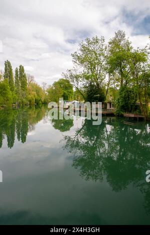 Der Fluss Sevre Niortaise, Sainte-Pezenne, Deux-Sevres (79), Region Nouvelle Aquitaine, Frankreich Stockfoto