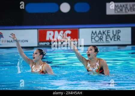 Saint Denis, Frankreich. Mai 2024. © PHOTOPQR/LE PARISIEN/Olivier Arandel ; Saint-Denis ; 03/05/2024 ; Saint-Denis, France Centre aquatique Olympique Paris 2024 World aquatique World Cup 2024 Natation Artistique Natation Synchronisée *** Local Caption *** LP/ Olivier Arandel Credit: MAXPPP/Alamy Live News Stockfoto