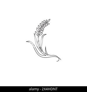 Eine einzige Zeilenzeichnung von gesundem Bio-Weizenkorn für die Logo-Identität des Betriebs. Frisches Grundnahrungskonzept für Frühstückszerealien. Moderne konti Stock Vektor