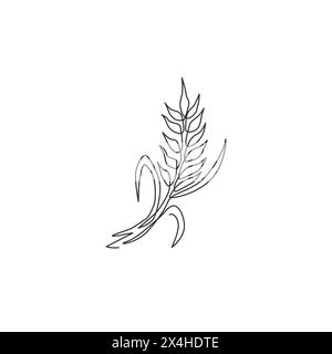 Eine durchgehende Linienzeichnung von gesundem Bio-Weizenkorn für die Logo-Identität des Betriebs. Frisches Grundnahrungskonzept für Frühstückszerealien. Moderne s Stock Vektor