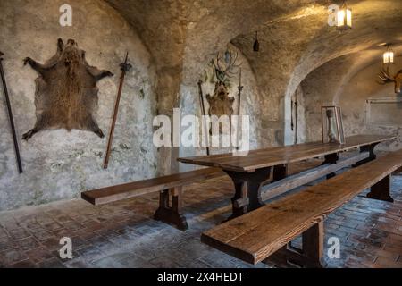 Rittersaal, Burg Meersburg, Old Casltle Deutschland Stockfoto