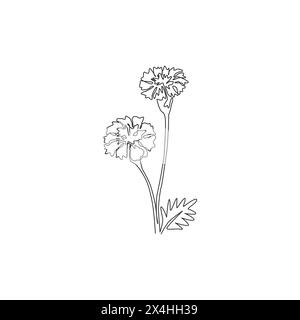 Einzelne durchgehende Linienzeichnung von Beauty Fresh tagetes erecta für Posterdruck für Wohnkultur-Wandbilder. Dekorative Ringelblume für Blumenkartenrahmen. Stock Vektor