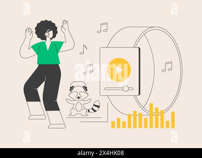 Smartwatch als tragbarer Mediaplayer abstrakte Konzept Vektor Illustration. Stock Vektor
