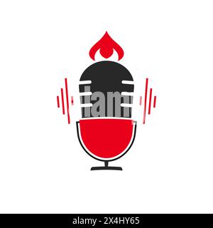 Podcast-Konzept 3D-Illustration. Symbolkomposition mit Mikrofon, Kopfhörern, Audioaufnahmen, Hören von Gesprächen oder Interviews im mobilen Podcasting-Appli Stock Vektor