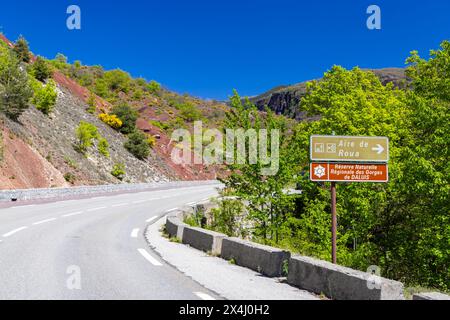 Das regionale Naturschutzgebiet Gorges du Daluis, Fluss Var, Alpes-Maritimes, Provence-Alpes-Cote d'Azur, Frankreich Stockfoto