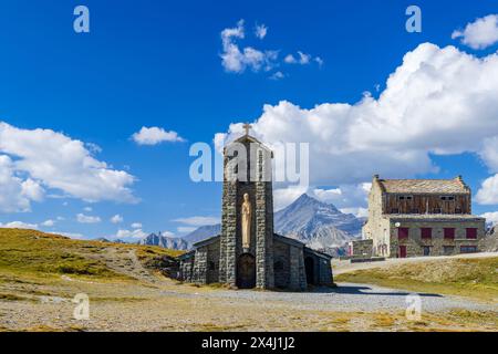 Chapelle Notre-Dame de l'Iseran oder Notre-Dame-de-Toute-Prudence, Col de l'Iseran, Savoy, Frankreich Stockfoto