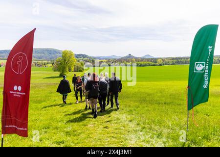 Der neue Caspar David Friedrich Trail wurde in der Sächsischen Schweiz, Reinhardtsdorf-Schoena, Sachsen, eröffnet Stockfoto