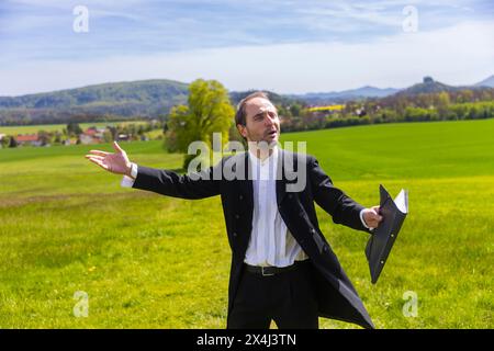 Der neue Caspar David Friedrich Trail wurde in der Sächsischen Schweiz, Reinhardtsdorf-Schoena, Sachsen, eröffnet Stockfoto