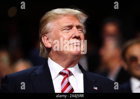 Der republikanische Präsidentschaftskandidat Donald Trump nimmt am 20. Juli 2016 am dritten Tag des Republican National Convention in der Quicken Loans Arena Teil. Stockfoto