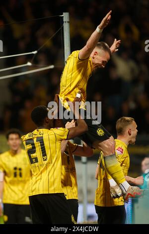 KERKRADE, NIEDERLANDE - MEI 3 : Vaclav Sejk feiert das Tor während des Spiels Roda JC Kerkrade zwischen SC Cambuur im Parkstad Limburg Stadion am 3. Mei 2024 in Kerkrade, Niederlande. (Foto von Orange Pictures) Credit: Orange Pics BV/Alamy Live News Stockfoto