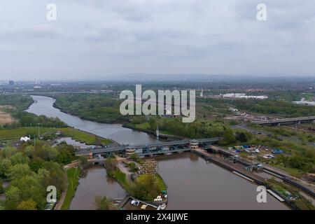Eine Luftaufnahme des Tees Barrage, Stockton on Tees, County Durham, England am Freitag, den 3. Mai 2024. (Foto: Mark Fletcher | MI News) Credit: MI News & Sport /Alamy Live News Stockfoto