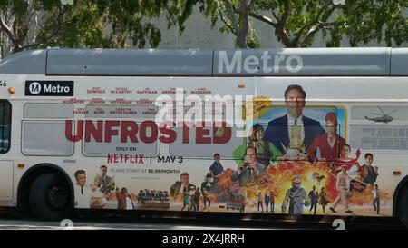 Los Angeles, Kalifornien, USA 20. April 2024 Unfrosted Bus am 20. April 2024 in Los Angeles, Kalifornien, USA. Foto: Barry King/Alamy Stock Photo Stockfoto