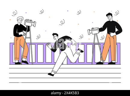 Läufer Wettbewerbe Vektor linear Stock Vektor