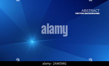 Blaues modernes abstraktes breites Banner mit geometrischen Formen, abstrakter Vektor-Hintergrund Stock Vektor