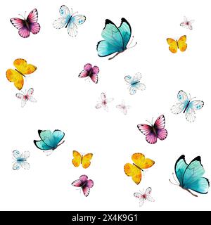Schmetterling, nahtloses Muster, Dekoration, Schmetterlinge, Illustration digitale Papiertapete, Geschenkpapier, Hintergrund Stockfoto