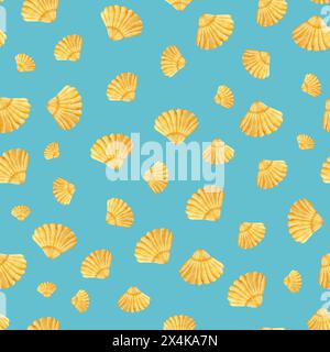 Muscheln, Tierwelt, nahtloses Muster, Illustration, aquatisch, Tapete, Textur, Druck Stockfoto