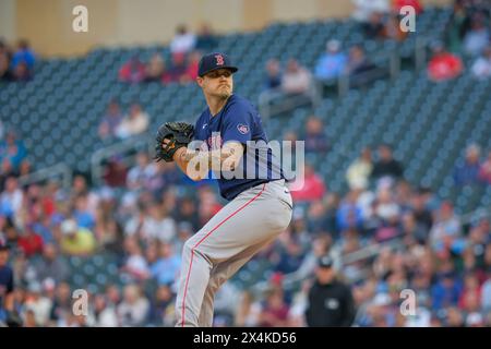 Minneapolis, Minnesota, USA. Mai 2024. Boston Red Sox Starting Pitcher TANNER HOUCK (89) während eines MLB-Baseballspiels zwischen den Minnesota Twins und den Boston Red Sox im Target Field am 3. Mai 2024. Die Twins gewannen mit 5:2. (Kreditbild: © Steven Garcia/ZUMA Press Wire) NUR REDAKTIONELLE VERWENDUNG! Nicht für kommerzielle ZWECKE! Quelle: ZUMA Press, Inc./Alamy Live News Stockfoto