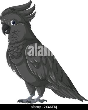 Künstlerische Darstellung eines grauen Papageiens in Profilansicht. Stock Vektor