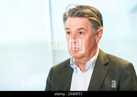 RIGA, LETTLAND. 30. April 2024. Geir Karlsen, CEO von Norwegian. Die norwegische Fluggesellschaft eröffnet ihre Basis am Internationalen Flughafen Riga (RIX). Stockfoto