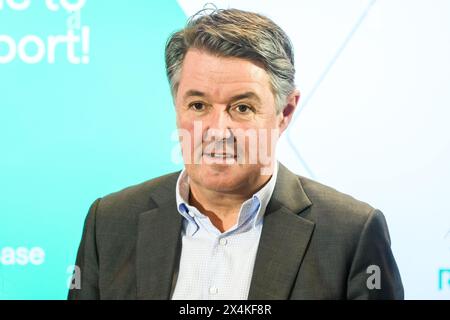 RIGA, LETTLAND. 30. April 2024. Geir Karlsen, CEO von Norwegian. Die norwegische Fluggesellschaft eröffnet ihre Basis am Internationalen Flughafen Riga (RIX). Stockfoto