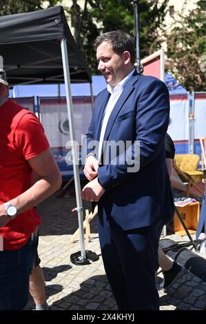 SPD-Vizevorsitzender Lars Klingbeil bei der 1.-Mai-Kundgebung auf dem Görlitzer Demianiplatz. Görlitz, 01.05.2024 Stockfoto