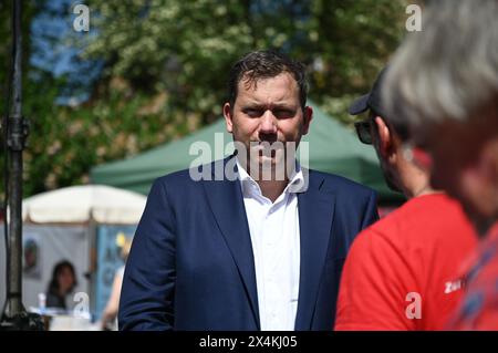 SPD-Vizevorsitzender Lars Klingbeil bei der 1.-Mai-Kundgebung auf dem Görlitzer Demianiplatz. Görlitz, 01.05.2024 Stockfoto