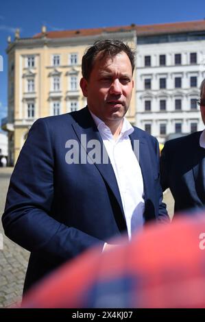 SPD-Vizevorsitzender Lars Klingbeil bei der 1.-Mai-Kundgebung auf dem Görlitzer Demianiplatz. Görlitz, 01.05.2024 Stockfoto