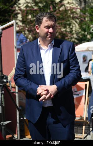 SPD-Vizevorsitzender Lars Klingbeil bei der 1.-Mai-Kundgebung auf dem Görlitzer Demianiplatz. Görlitz, 01.05.2024 Stockfoto