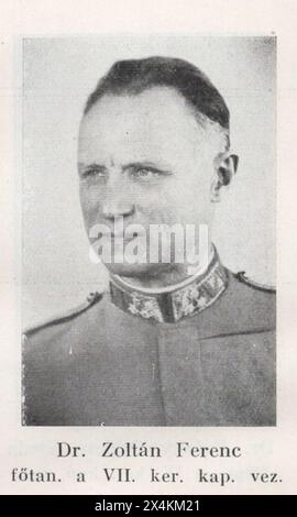 Borbély Zoltán/ Dr. Kapy Rezső.: A 60 éves magyar rendőrség 1881-1941. / Die 60-jährige ungarische Polizei 1881-1941 . Ungarisches Polizeijubiläum almanach. Ungarisches Polizeifotoarchiv / Dr. Zoltán Ferenc főtanácsnok, A VII. kerületi kapitányság vezetője /Dr. Ferenc Zoltán Senior Adviser, Leiter der Polizeistation VII. Bezirk Stockfoto