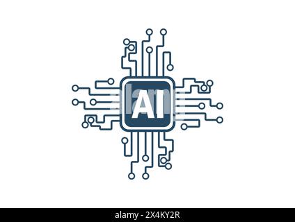 KI-Prozessorchip-Symbol für künstliche Intelligenz Logo Design Vektor. Design-Vorlage für AI-Technologie-Logos Stock Vektor