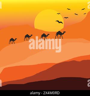 Hintergrund der Kamelkarawane durch die Wüste Stock Vektor