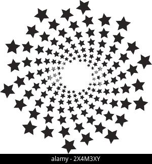 Spiralgrafik mit gewelltem Stern-Label-Vektor-Illustration-Design Stock Vektor