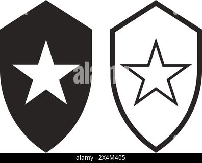 Schild und Stern Symbol Vektor Illustration Symbol Design Stock Vektor