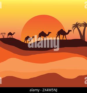 Hintergrund der Kamelkarawane durch die Wüste Stock Vektor