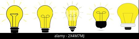 Satz Glühlampe auf weißem Hintergrund. Stock Vektor