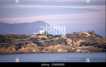 S'Arenella Leuchtturm in Port de la Selva, Katalonien Stockfoto