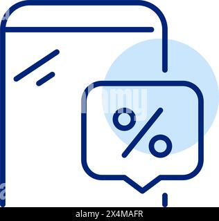 Rabattbenachrichtigung, Preissenkung. Smartphone und Prozentmeldung. Symbol für Pixelperfekte, bearbeitbare Kontur Stock Vektor