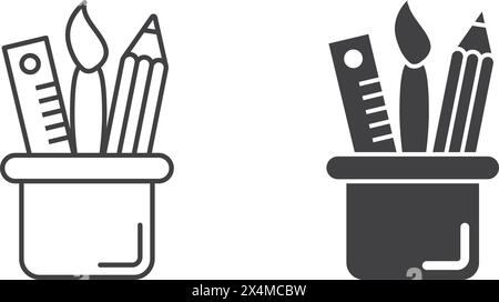 Schreibwaren-Symbol im flachen Stil. Vektorillustration für Büromaterialien auf isoliertem Hintergrund. Geschäftskonzept für Schreibschilder. Stock Vektor