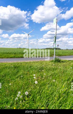 Nahverkehr auf dem Land, Linie 299, 4 Haltestellen werktags, Bushaltestelle Nierleistraße, Dorsten, NRW, Deutschland Stockfoto