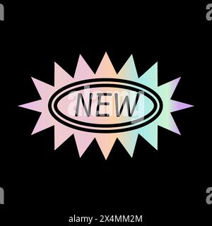 Y2K-Verlaufselement, 2000er-Jahre-Aufkleber neu mit Hologramm, Vektor-futuristischer Stil, trendige Chromform. Abstraktes ästhetisches Retro-Element. Stock Vektor