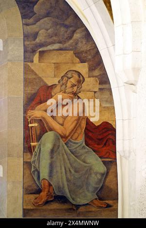 Propheten Jeremia, Fresko in der Kirche des Hl. Markus, Zagreb, Kroatien. Stockfoto